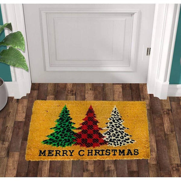 FIRST CONCEPT INC Natural Printed - Welcome Trees Multicolored Indoor/Outdoor Christmas Doormat 18 in. x 30 in.