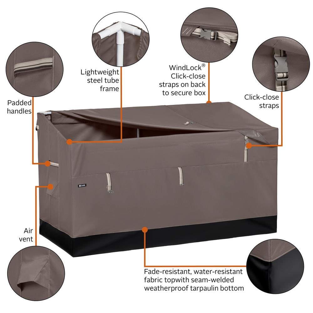 Taupe and Black 162 Gallon Weatherproof Plastic Deck Box