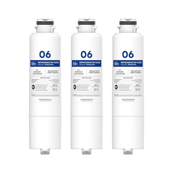 Brio 6027A Refrigerator Water Filter Replacement 3-Pack for Samsung Da29-00020B, DA29-0D020A. CA:29000:20A, DA29-000taA