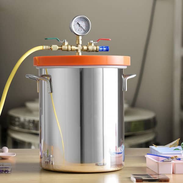 3 Gal. Vacuum Chamber, Upgraded Tempered Glass Lid Vacuum Degassing Chamber, 304 Stainless Steel Chamber