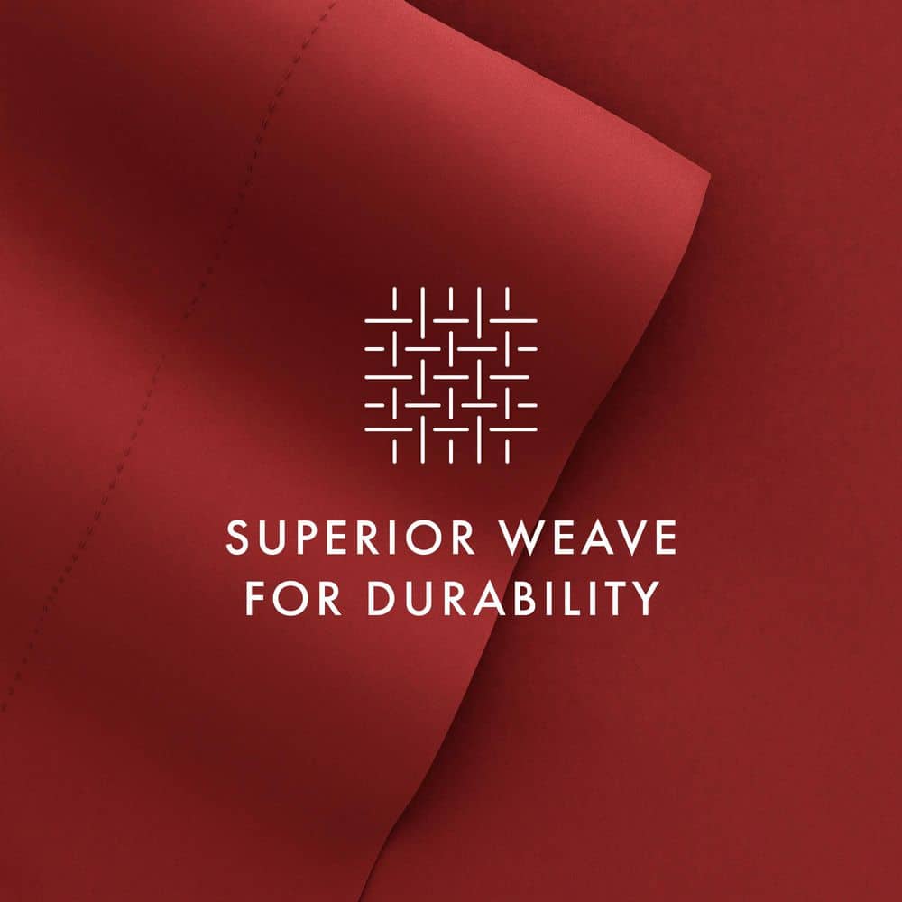 King Size Burgundy Cotton Polyester Microfiber 6-Piece Bed Sheet Set