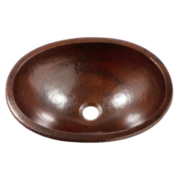 SINKOLOGY Schrodinger 17 in. Undermount or Drop-In Solid Copper Bathroom Sink in Aged Copper