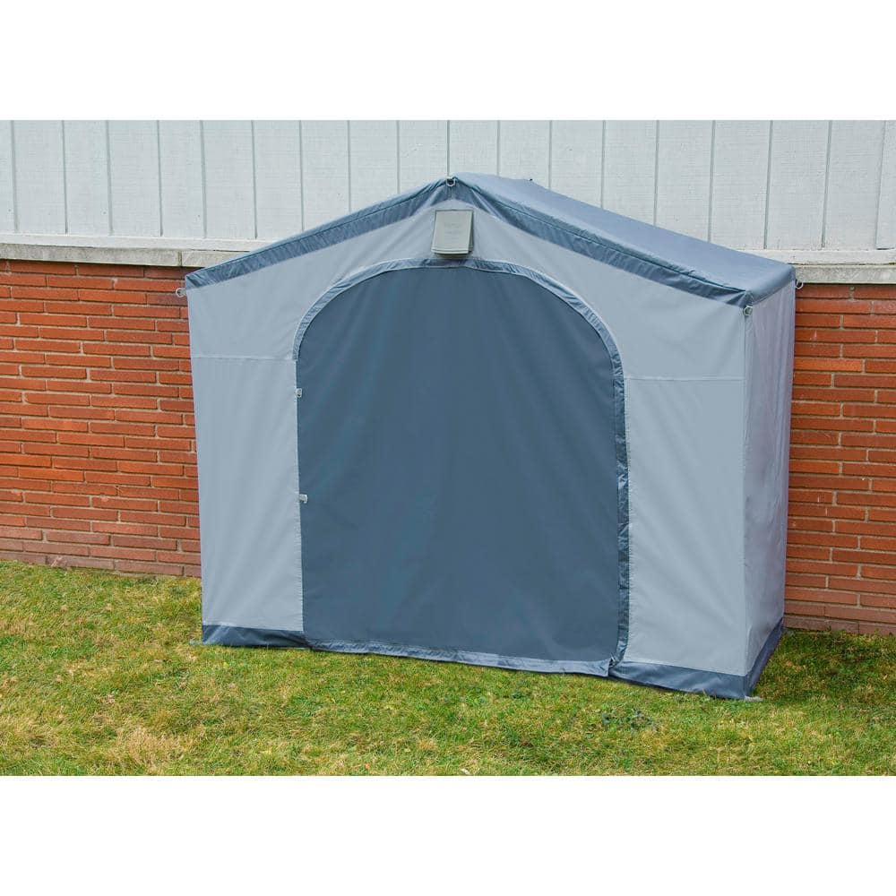 Gray Portable Vinyl Storage Shed with Screened Vents