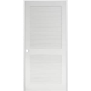 28 in. x 80 in. Primed MDF 2 Panel Right Hand Prehung Interior Louver Door