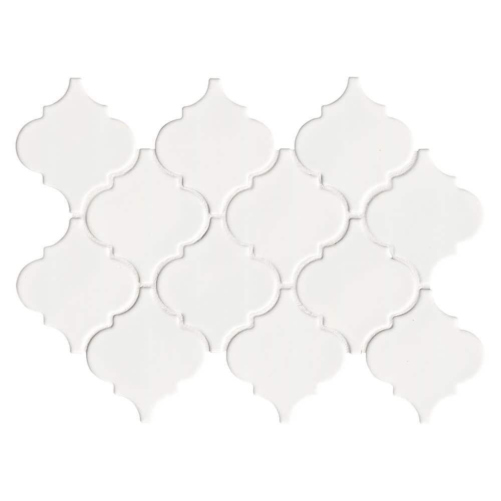 MSI Whisper White 11x15 in. Glossy Ceramic Arabesque Mosaic Tile