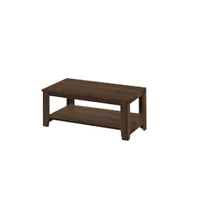 Mariana 42 in. Walnut Rectangle Wood Coffee Table with Shelves, and Storage