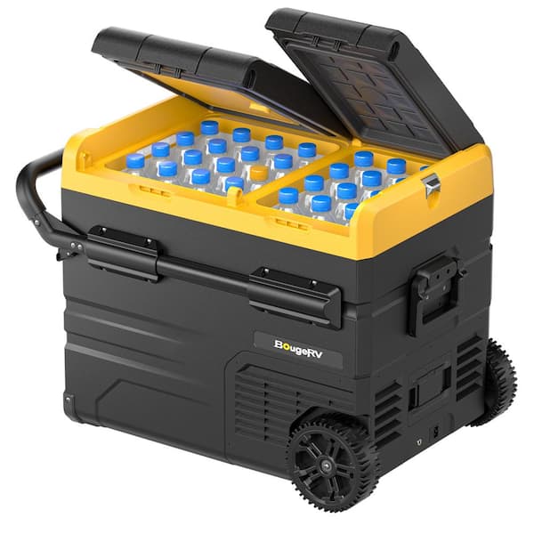 BougeRV 48 qt. 12-Volt Car Refrigerator Dual Zone Cooler Portable Freezer Fridge APP Control with 12V/24-Volt DC 110~240-Volt AC