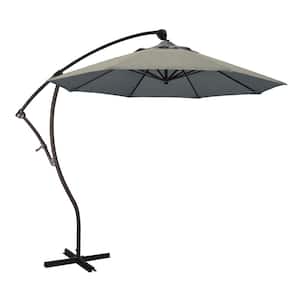 9 ft. Bronze Aluminum Cantilever Patio Umbrella with Crank Open 360 Rotation in Spectrum Dove Sunbrella