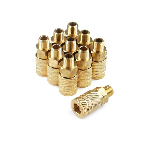 INDUSTRIAL SOLID BRASS AIR QUICK COUPLERS 1/4" NPT MALE 8 PC 