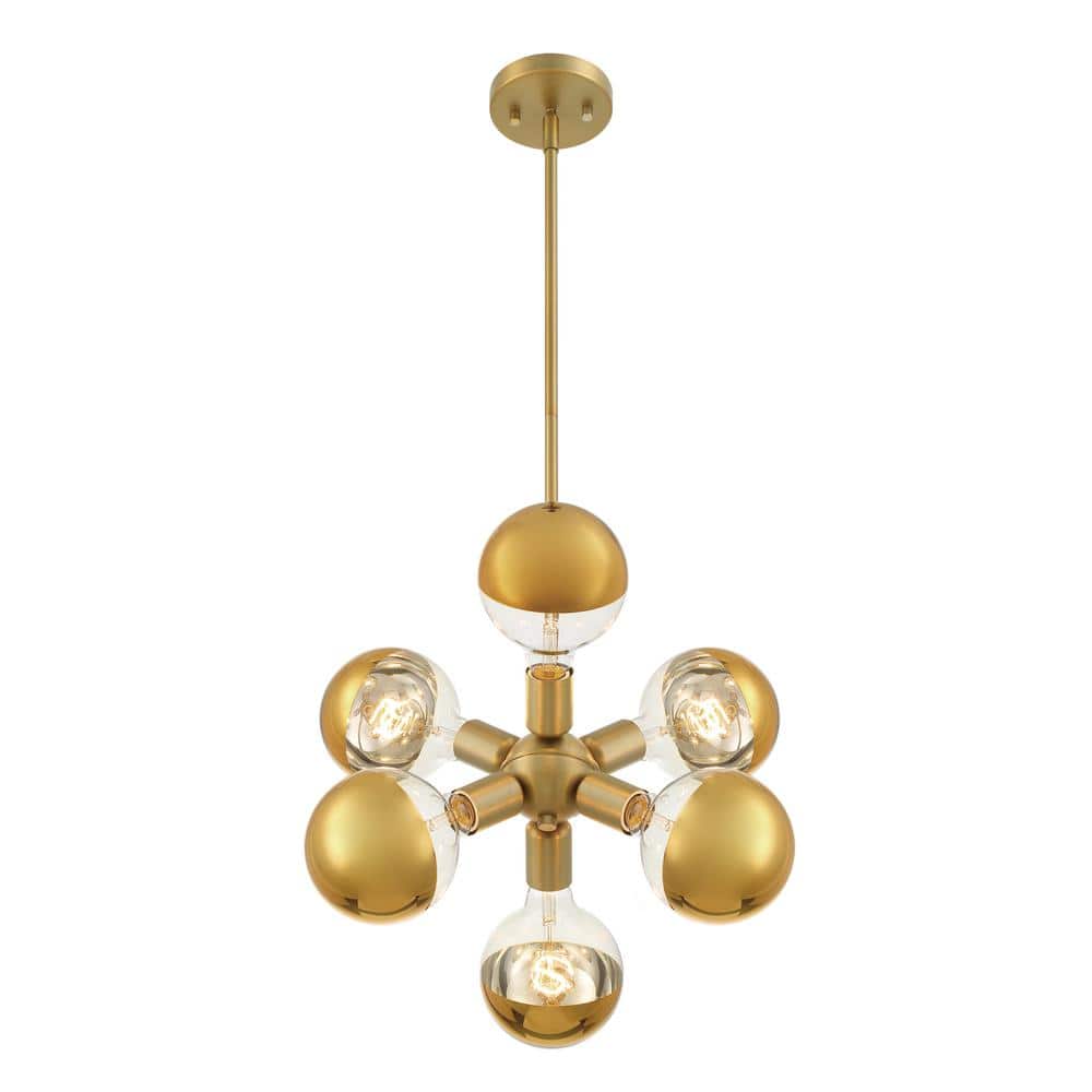 Gambit Brushed Gold 7" Mid-Century Modern Pendant Light