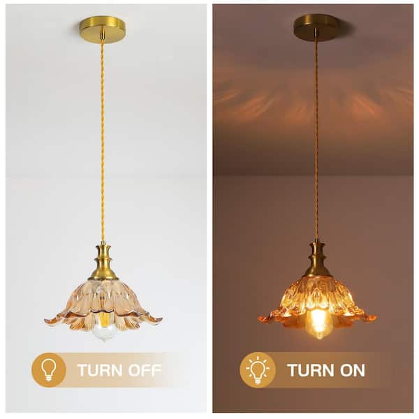 Merbotin RayHome 60W 11in. 1-Light Vintage Amber Pendant Light w