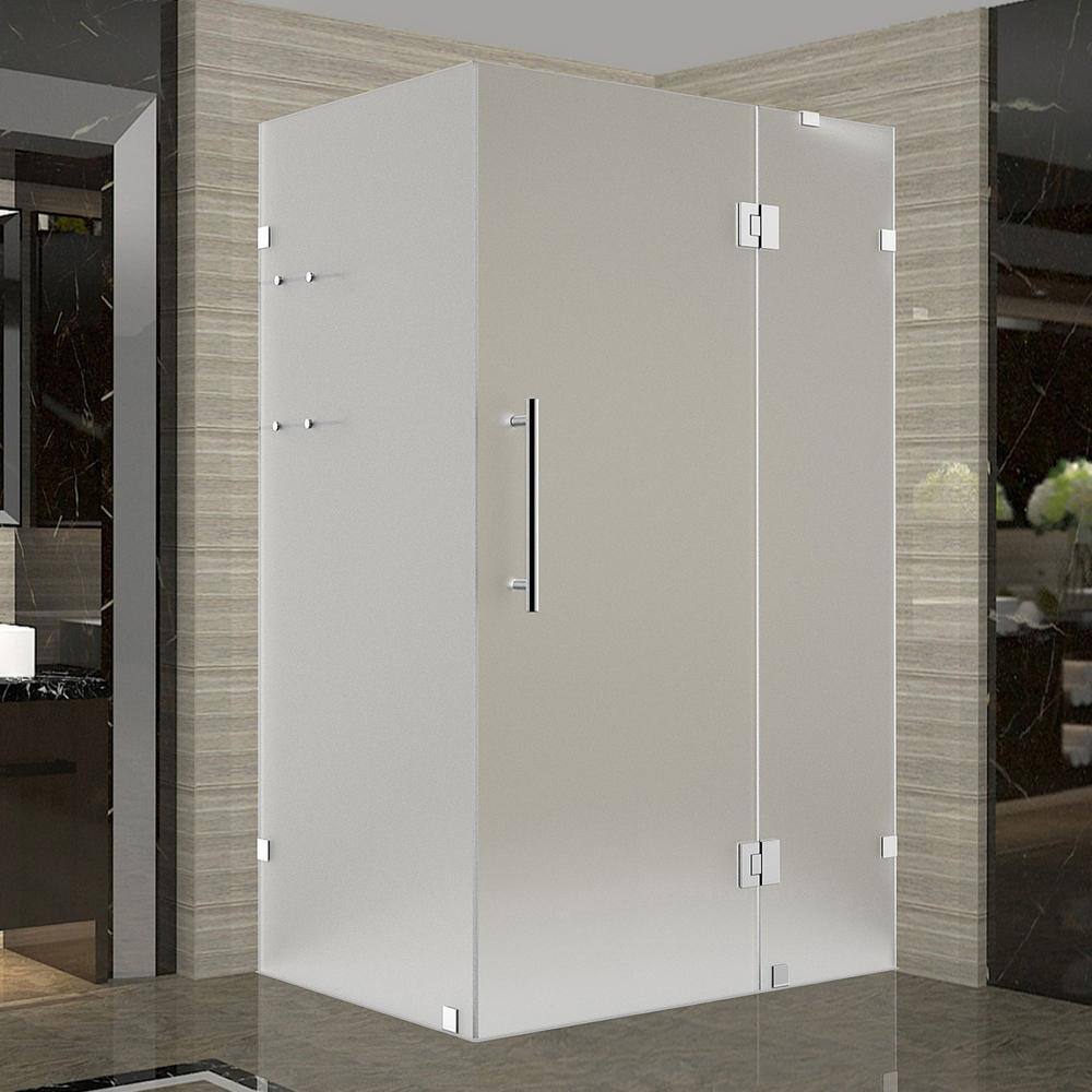Avalux GS 50 in. W x 38 in. x 72 in. H Rectangular Pivot Frameless Corner Shower Enclosure in Chrome with Frosted Glass price history on PriceWatchPro