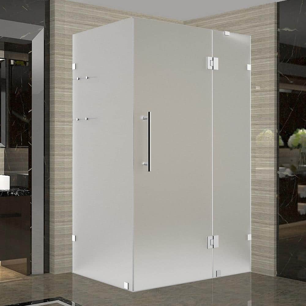 Avalux GS 52 in. W x 30 in. x 72 in. H Rectangular Pivot Frameless Corner Shower Enclosure in Chrome with Frosted Glass price history on PriceWatchPro