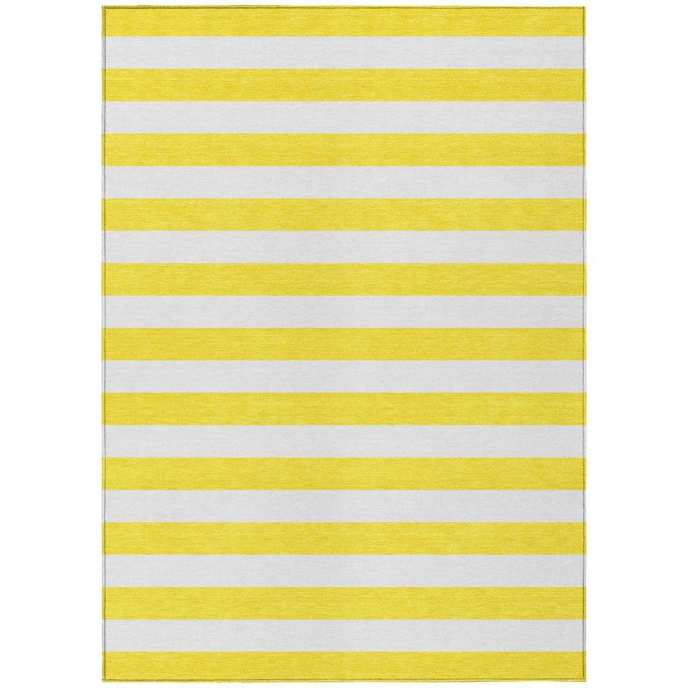Yellow, White 9 ft. x 12 ft. Woven Striped Polyester Rectangle Indoor / Outdoor Area Rug price history on PriceWatchPro