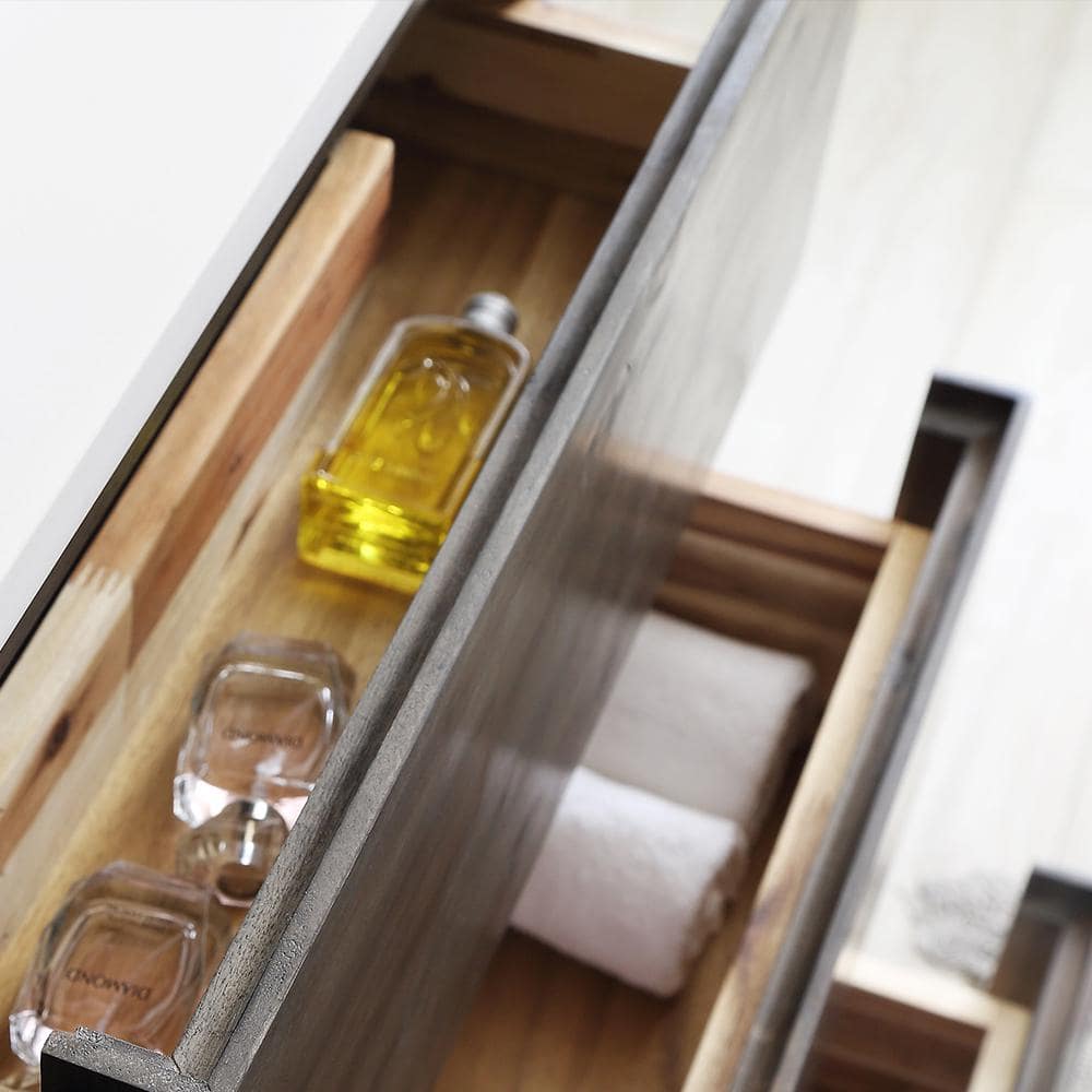 Formosa 54" Acacia Wood Vanity with White Quartz Top and Mirror