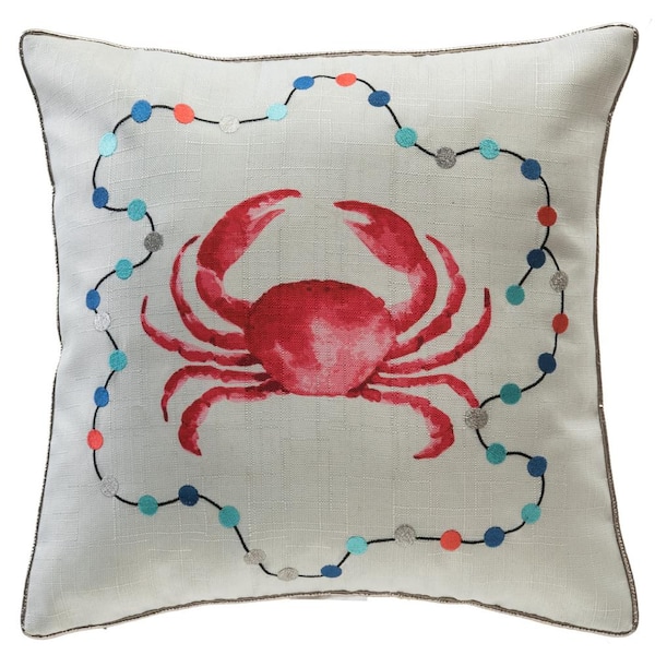 Unbranded Holiday Crab 18 in. Welted Decorative Pillow