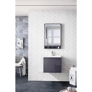 Milan 23.6 in. W x 18.1 in. D x 20.6 in. H Bathroom Vanity in Modern Grey Glossy with Glossy White Mineral Composite Top