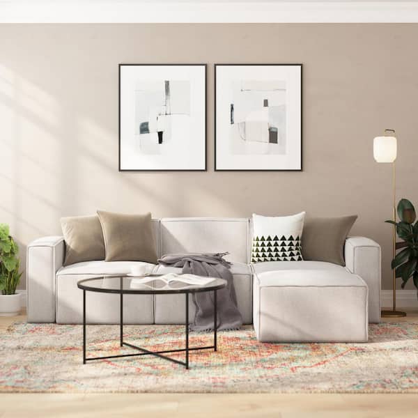 Yenna Cream Fabric Armless Middle Chair Module