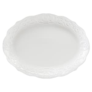 Bountiful 18.75in. White Durastone Stoneware Oval Embossed Platter
