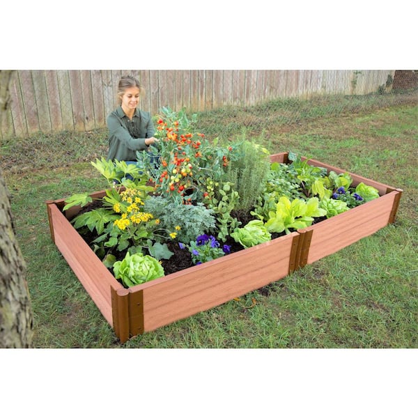 Frame It All Two Inch Series 4 ft. x 8 ft. x 11 in. Classic Sienna  Composite Raised Garden Bed Kit 300001091 - The Home Depot