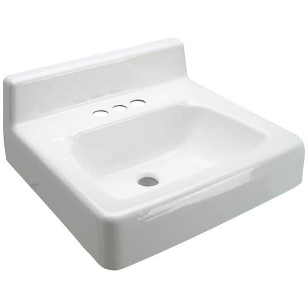 UPC 670240606470 product image for 12 in. Cast Iron Wall-Mounted Rectangular Bathroom Sink in White | upcitemdb.com