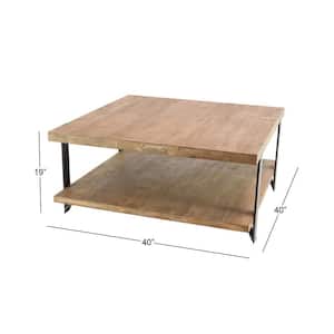 40 in. Brown Medium Square Wood 1 Shelf Coffee Table