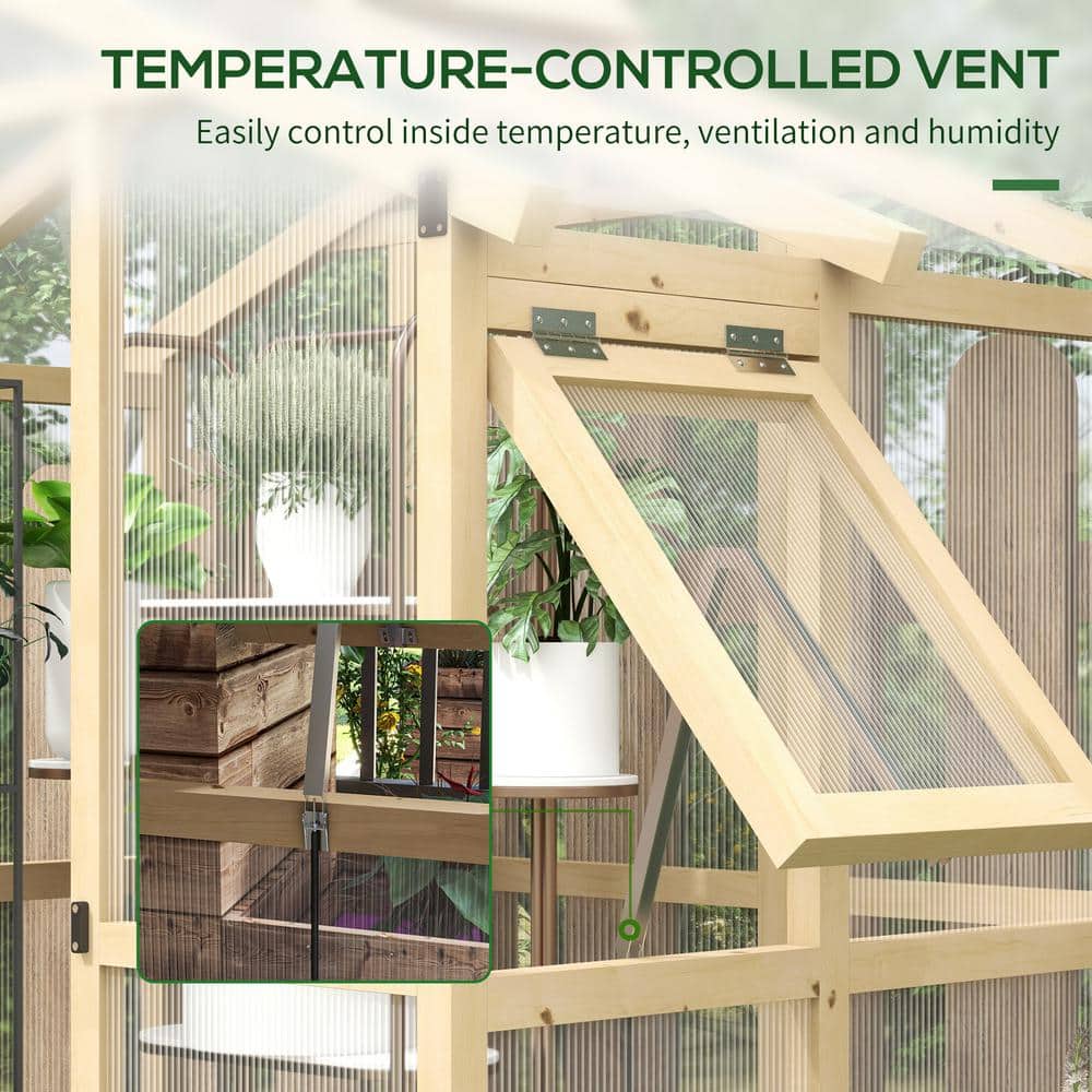 Outsunny 6.5' x 4' Polycarbonate Greenhouse with Wood Frame