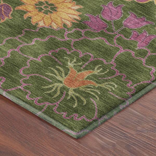 Mayfield Premium Machine Washable Abstract AMF2293 Aloe 5 ft. x 7 ft. 6 in. Area Rug