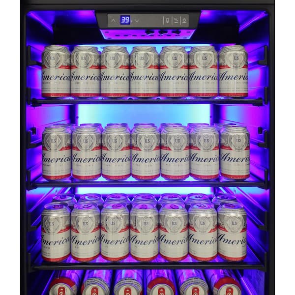 Prismatic Series 17 in. Single Zone 85 Can Beverage Cooler with RGB  HexaColor LED Lights Mini Gaming Fridge in Black