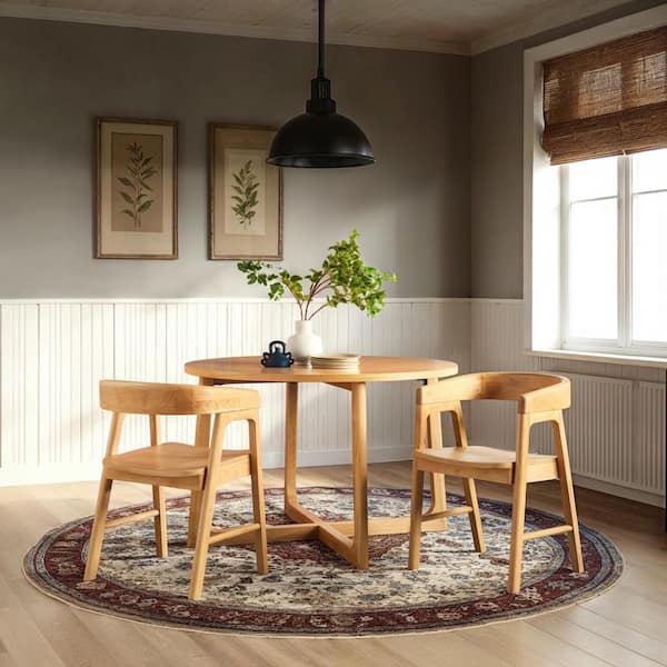 Walker Edison Furniture Company 2-Piece Modern Natural Rounded Back Solid Wood Dining Chairs