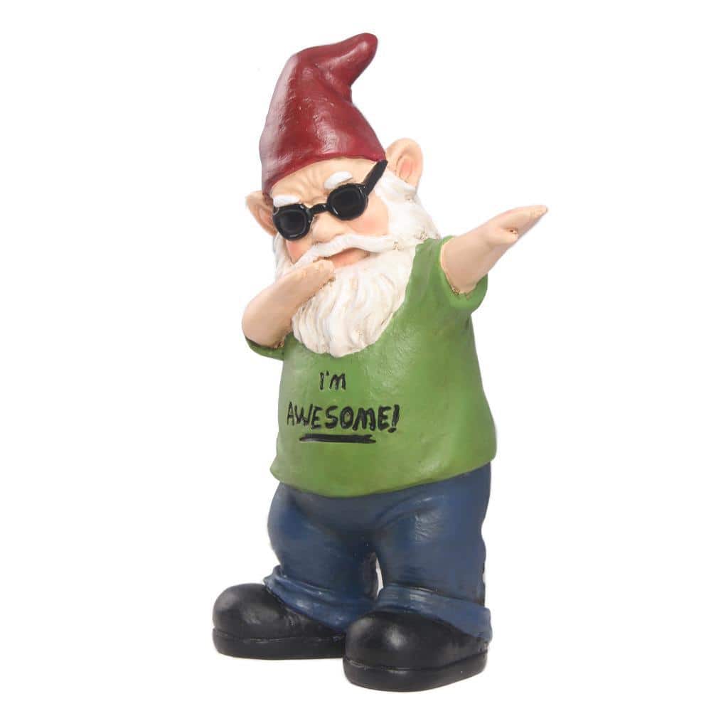 HI-LINE GIFT LTD. Gnome Iconic Dab Green Statues 75616-03 - The Home Depot