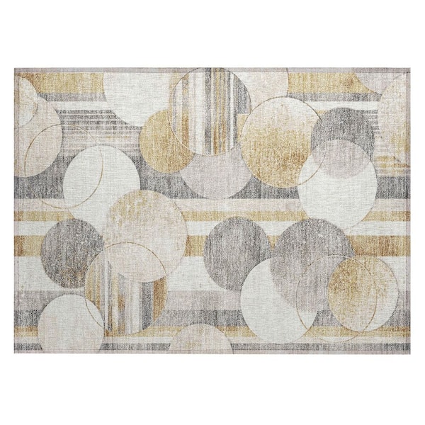 Chantille Machine Washable Indoor/Outdoor Abstract ACN2778 Gold 2 ft. x 3 ft. Accent Rug