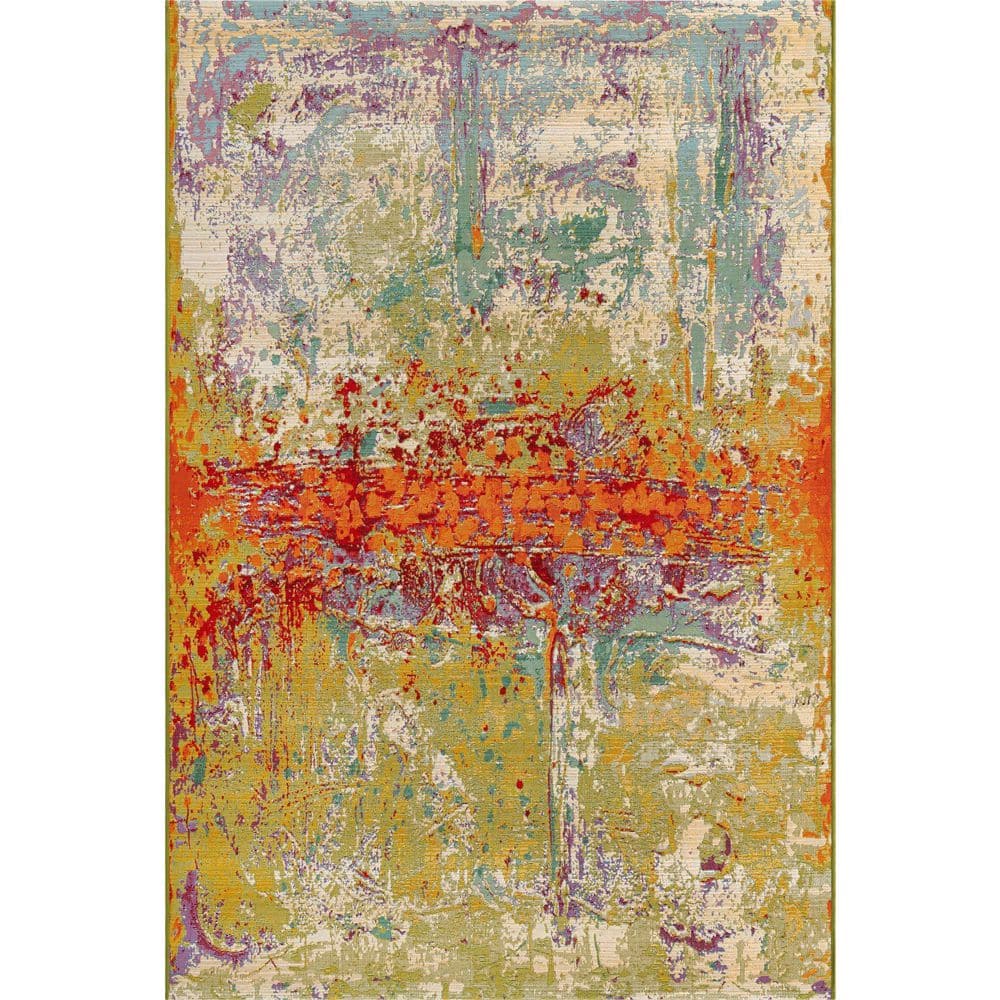 Unique Loom Outdoor Crumpled Multi 5' 3 x 8' 0 Area Rug 3138603 The