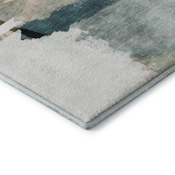 Mayfield Premium Machine Washable Abstract AMF2033 Green 5 ft. x 7 ft. 6 in. Area Rug