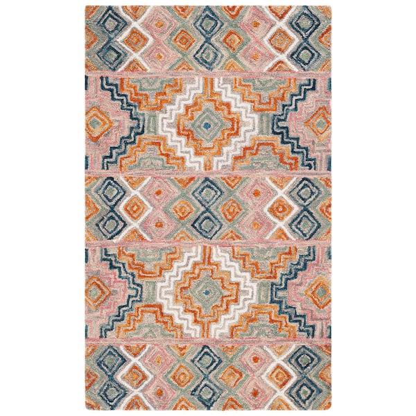 Aspen Orange/Fuchsia 2 ft. x 3 ft. Geometric Diamond Area Rug