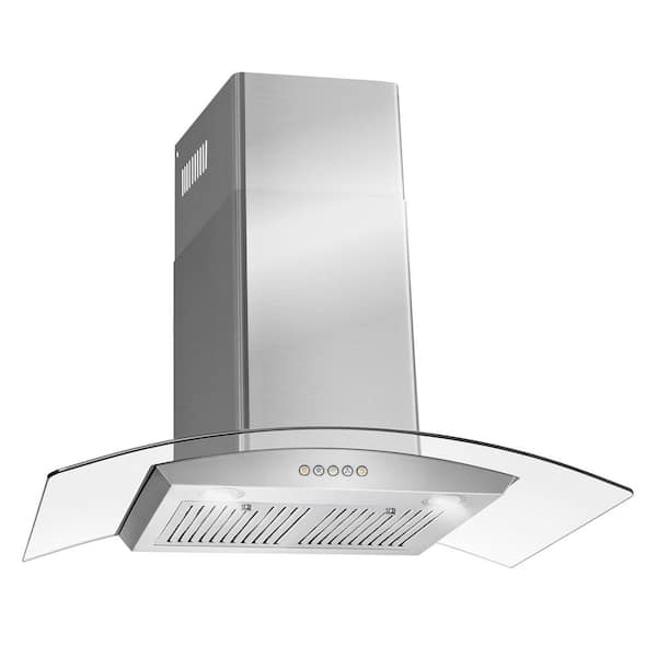 36 in. Vista Collection 380 CFM Ductless Wall Mount Range Hood, Button Controls, LED Lights, Stainless Steel