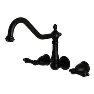 Heritage 2-Handle Wall Mount Roman Tub Faucet in Matte Black