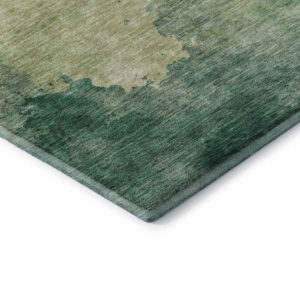 Mayfield Premium Machine Washable Abstract AMF1138 Green 9 ft. x 12 ft. Area Rug