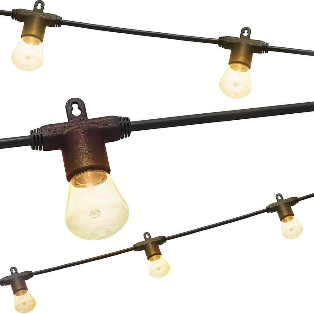 Enbrighten 24 Bulbs 48 ft. Outdoor/Indoor Bistro LED String Lights 38357  The Home Depot