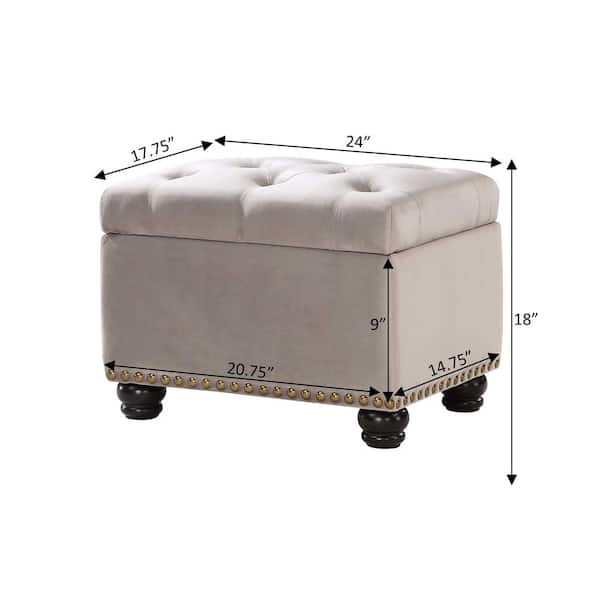 Taupe velvet footstool top