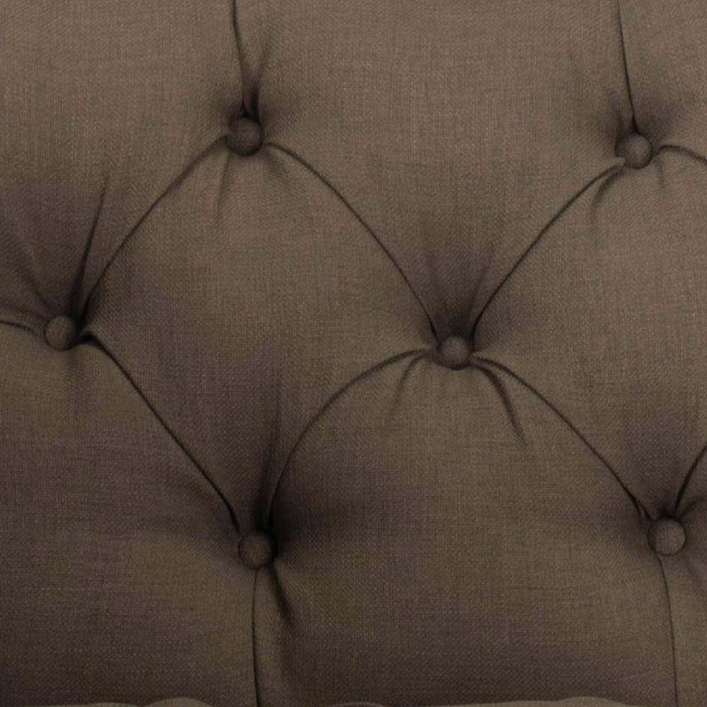 Olive Tufted Linen Polyester Accent Chair with Spindle Legs