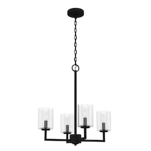 Kerrison 4-Light Brushed Nickel Island Chandelier with Clear Seeded Glass Shades