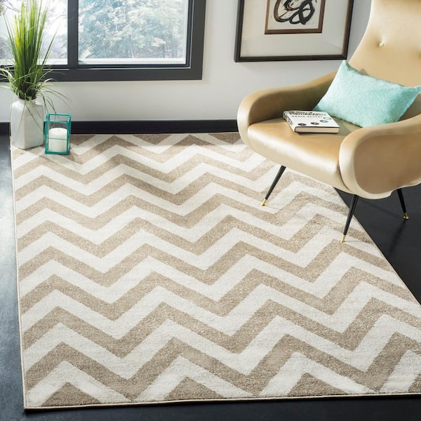 Amherst Wheat/Beige 9 ft. x 12 ft. Geometric Chevron Area Rug