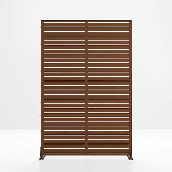PexFix 6 ft. x 4 ft. Privacy Fence Screen Brown Galvanized Metal for Garden Fence in Louvered Pattern