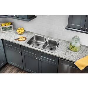 All-In-One Drop In 20-Gauge Stainless Steel 33-1/4 in. 4-Hole 60/40 Double Bowl Kitchen Sink with Pull Out Faucet