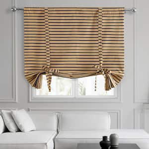 Gold & Black Hand Weaved Cotton 46 in. W x 63 in. L Room Darkening Rod Pocket Tie-Up Window Shade (1 Panel)