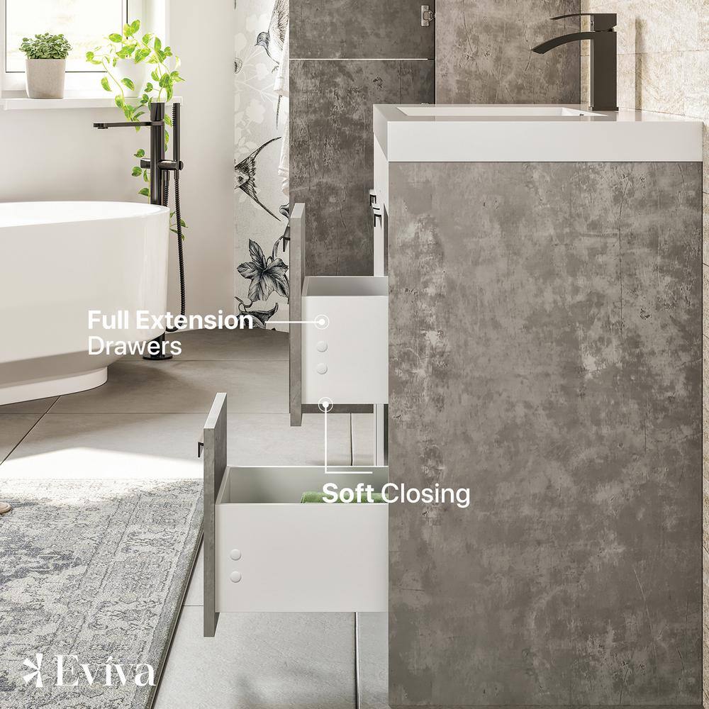 Lugano 48" Cement Gray Modern Bathroom Vanity with White Acrylic Sink