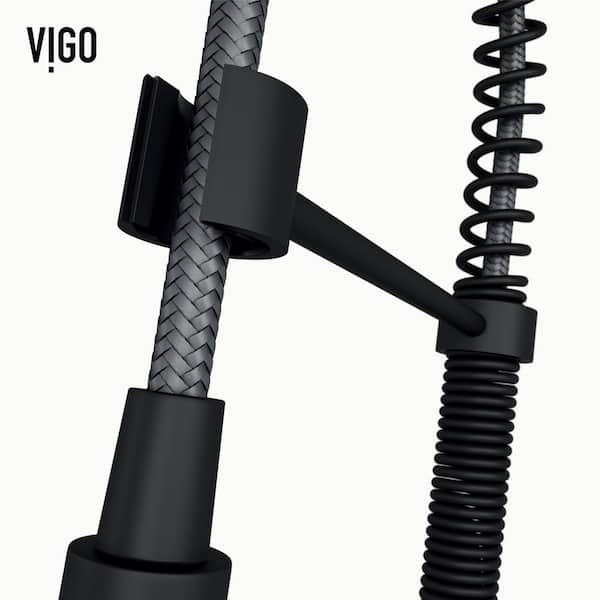 Robinet de cuisine avec douchette rétractable Edison par VIGO noir mat  VG02001MB