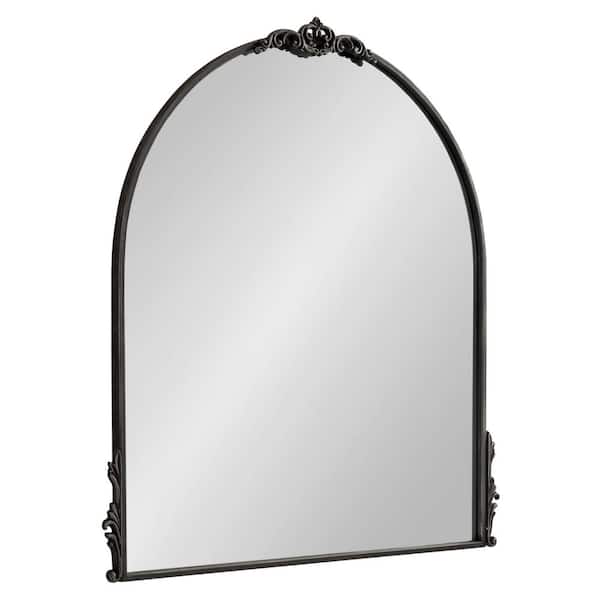 Kate and Laurel Myrcelle 30 in. W. x 32 in. H Metal Black Arch Traditional Framed Decorative Wall Mirror