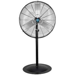 30 in. 3-Speed High Velocity Oscillating Pedestal Fan in Black with 10 ft. Cord